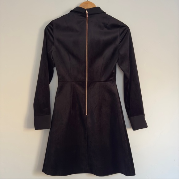 Ted Baker Black Velvet dress with embellished removable collar Size: 0 - Picture 6 of 9